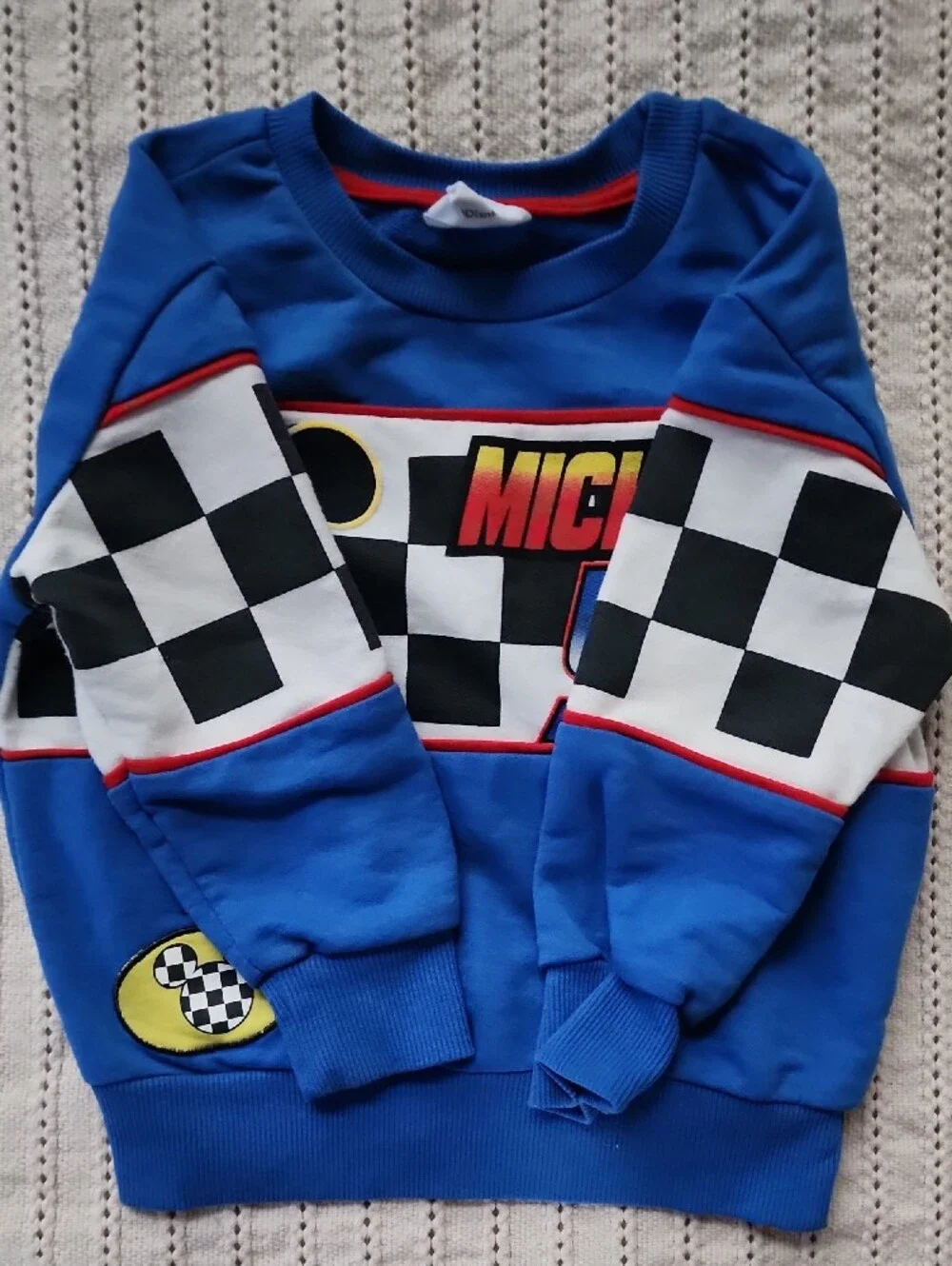 Disney Mickey Mouse 500 Racing Sweatshirt Checkered Blue Toddler 3T